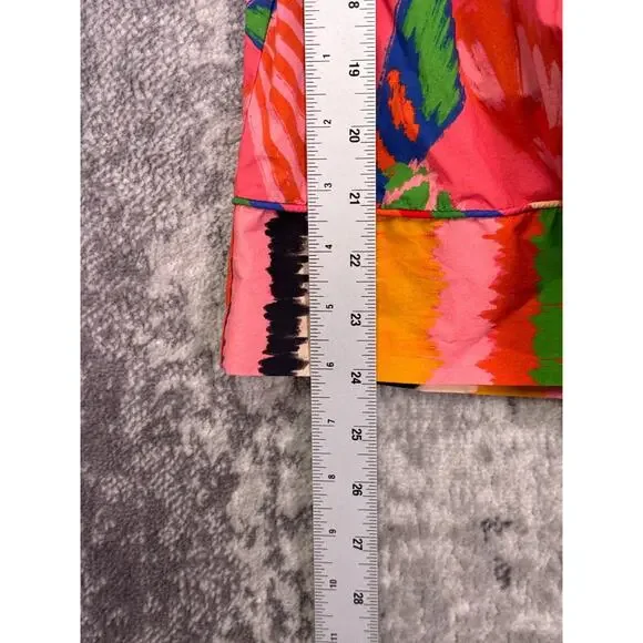 Farm Rio Dress Medium Womens Graphic Macaws Coral Tie Front Strapless Mini - Picture 6 of 8